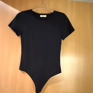 Aritzia Black Short-Sleeve Crewneck Bodysuit